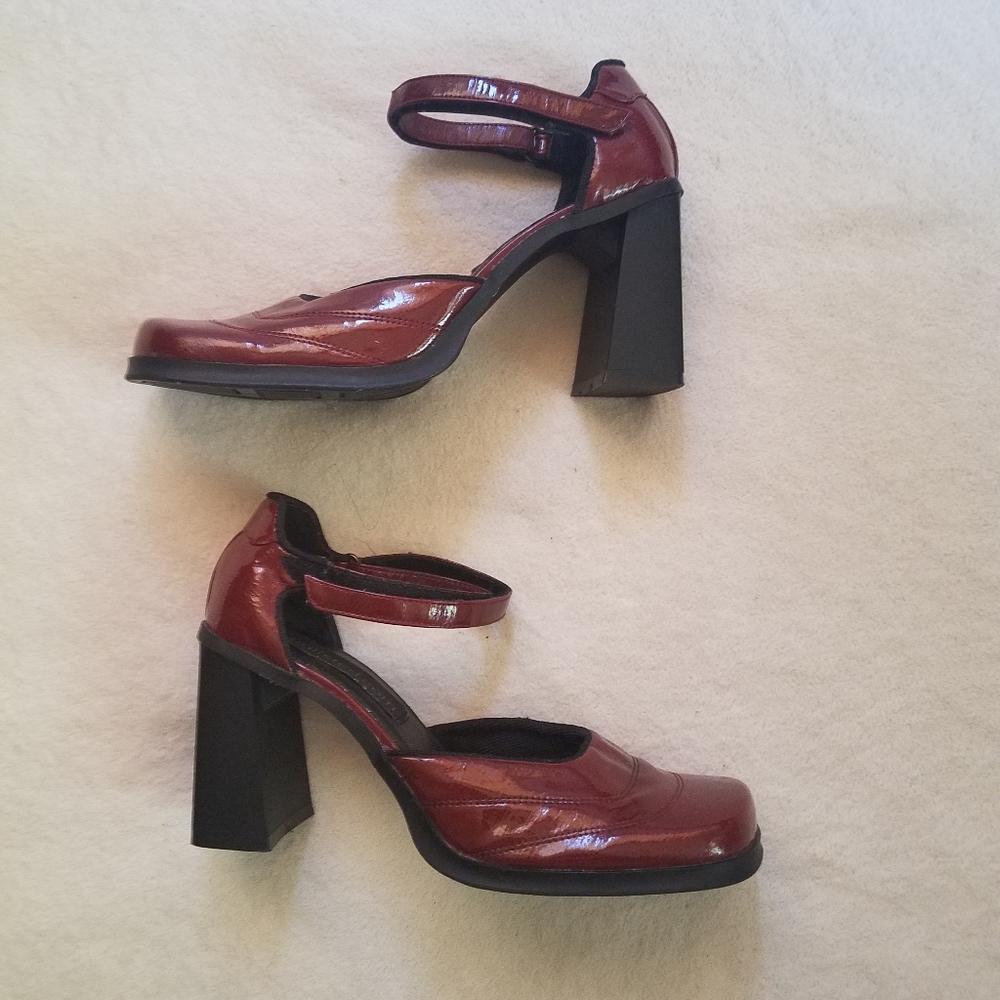 "Unlisted" Size 6.5 Red Patent Chunky heel shoes